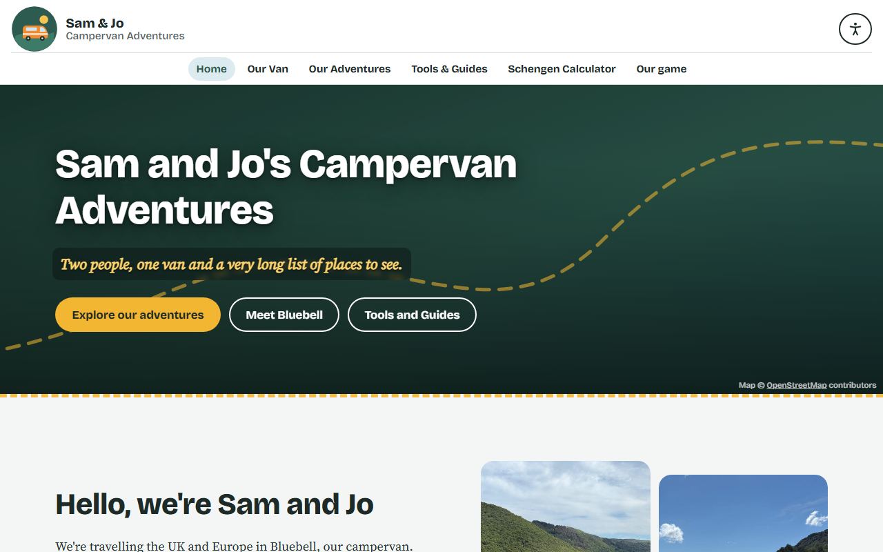 The home page of the campervan travel blog